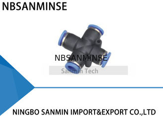PZ เท่ากับ 4 Way หลอดข้ามยูเนี่ยน Manifold เชื่อมต่อนิวเมติกข้อต่อท่อกดใน C Oupler Sanmin