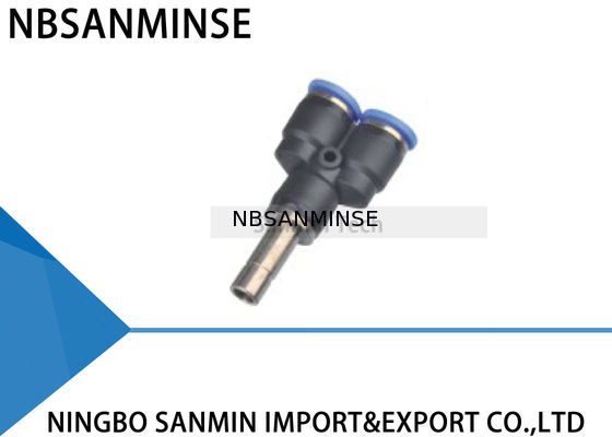 PYJ 3 Way นิวเมติกเท่ากับ Tee Y ท่อเชื่อมต่อกดหนึ่งสัมผัสในพลาสติกอากาศฟิตติ้งที่มีคุณภาพสูง Sanmin