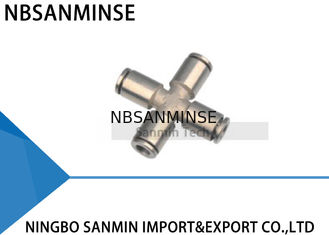 PZT 4 Way Tube ข้ามสหภาพ Manifold เชื่อมต่อนิวเมติกฟิตติ้งท่อผลักดันในการ Coupler Sanmin
