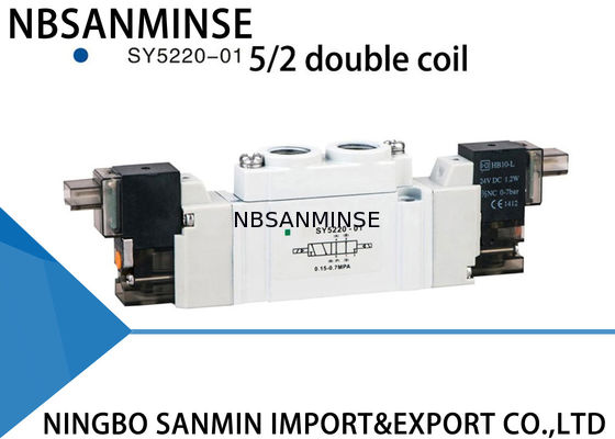 SY5000 มินินิวเมติกโซลินอยด์วาล์ว 220VAC กันฝุ่นตำแหน่ง 5/2 5/3