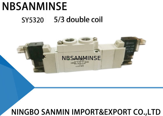 SY5000 มินินิวเมติกโซลินอยด์วาล์ว 220VAC กันฝุ่นตำแหน่ง 5/2 5/3