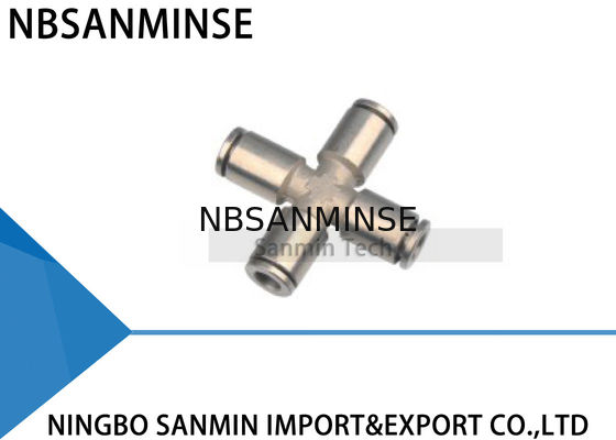 PZT 4 Way Tube ข้ามสหภาพ Manifold เชื่อมต่อนิวเมติกฟิตติ้งท่อผลักดันในการ Coupler Sanmin