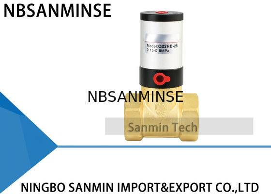 Q22HD ซีรี่ส์วาล์วควบคุมนิวเมติกทองเหลืองวัสดุสแตนเลสวาล์วลูกสูบขับเคลื่อนด้วยอากาศสำหรับอากาศน้ำ