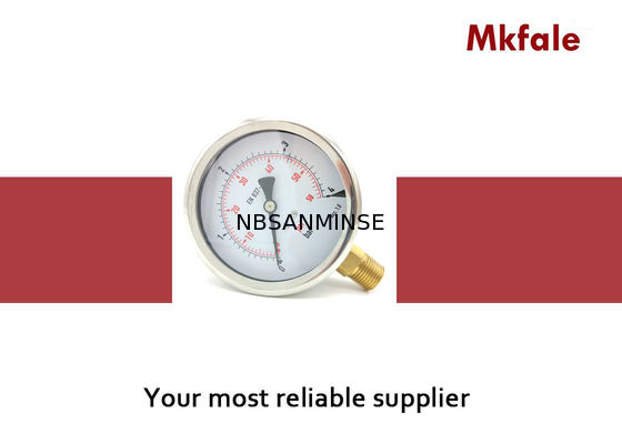 เครื่องวัดความดันที่เติมของเหลว 100 มม. เครื่องวัดความดันสแตนเลส