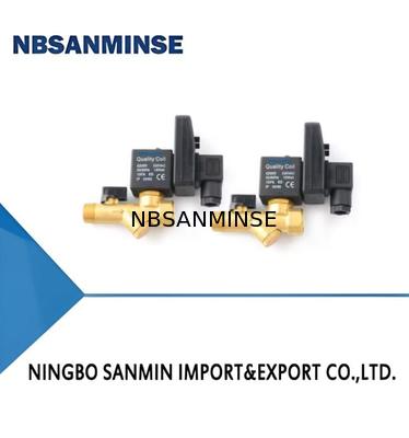 วาล์วระบายน้ำอิเล็กทรอนิกส์ NBSANMINSE G1/2 1.6 Mpa SR-B-15 วาล์วโซลินอยด์ทองเหลือง DC24V AC220V เครื่องระบายน้ำปั๊มลม
